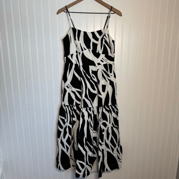 Rachel Zoe Geometric MIDI Dress Black & White Women’s Size Medium - Picture 2 of 12
